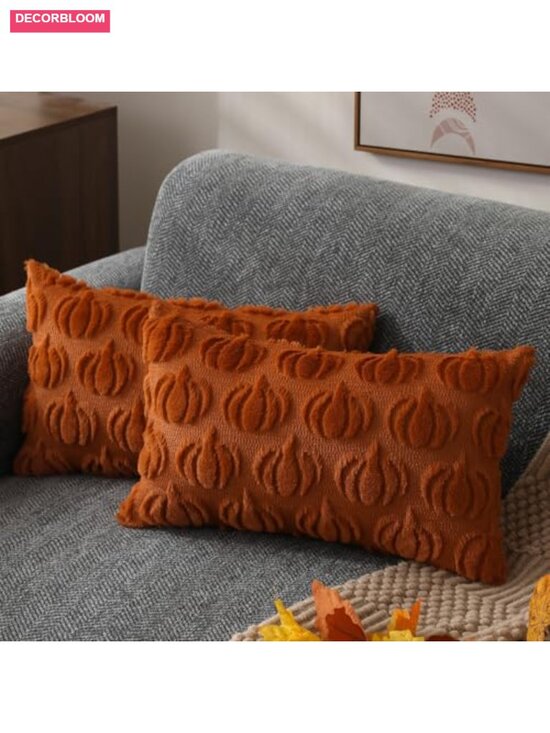 Other - Fall Rust Pillow Covers Set of 2 - Soft Plush Polyester Throw Pillow Covers